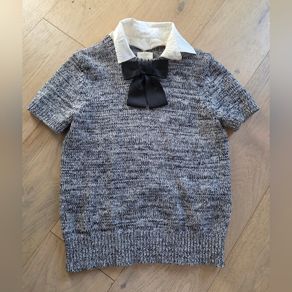 Kate Spade Gray Knit Sweater with Black Bow
